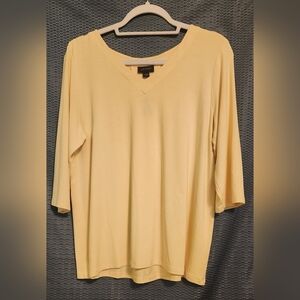 NWT J.Jill Lemon Zest 3/4 Sleeve Top 100% Cotton Size Medium